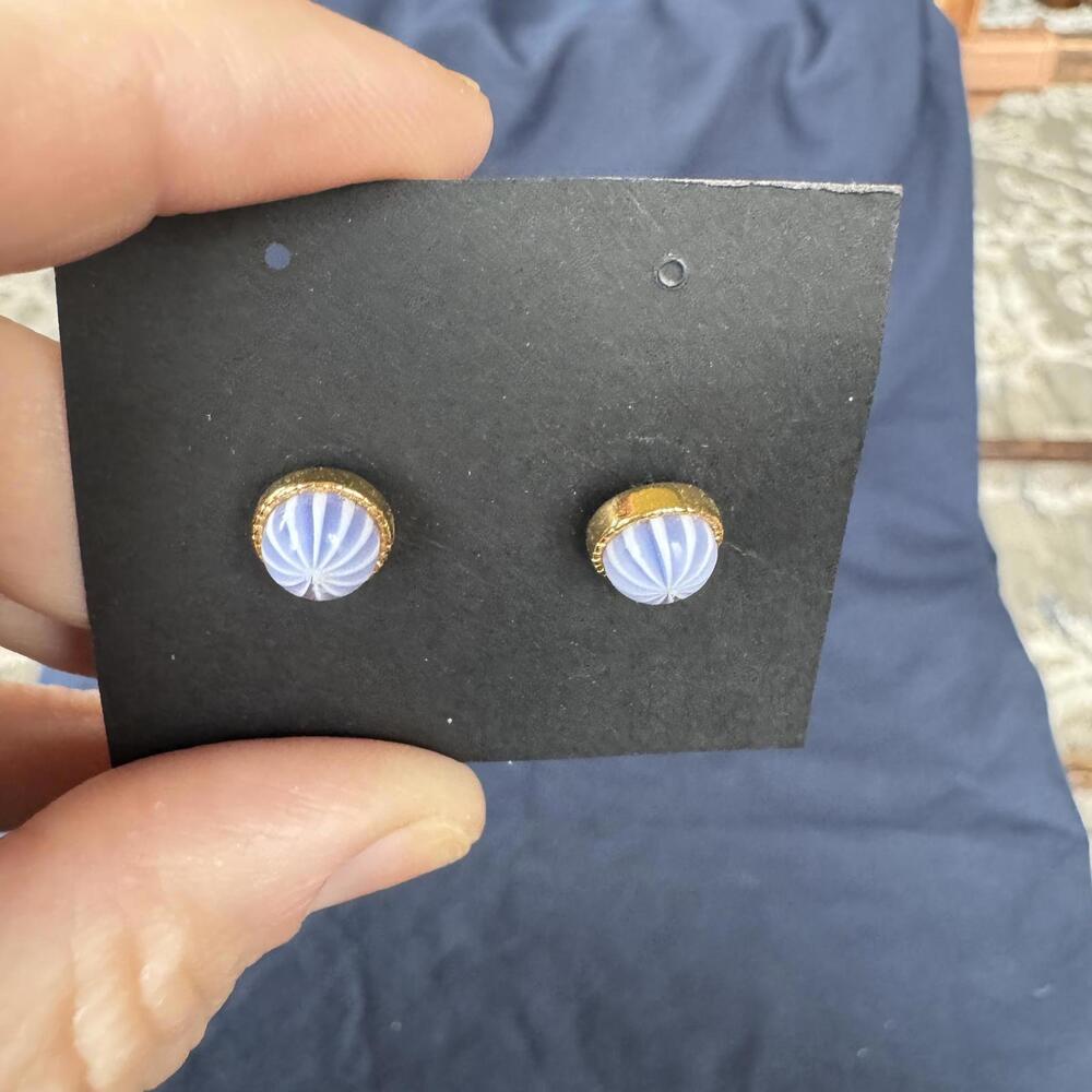 Vintage Delicate Blue Studded Pierced Earrings Avon - Picture 2 of 5